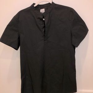 Zara, Mens Mandarin Collar Dress Shirt, Black, Size L Slim Fit